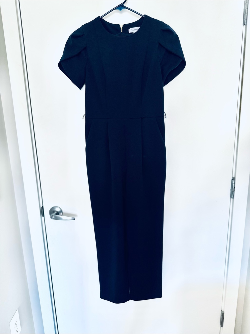 Calvin Klein Navy Blue Short-Sleeve Jumpsuit